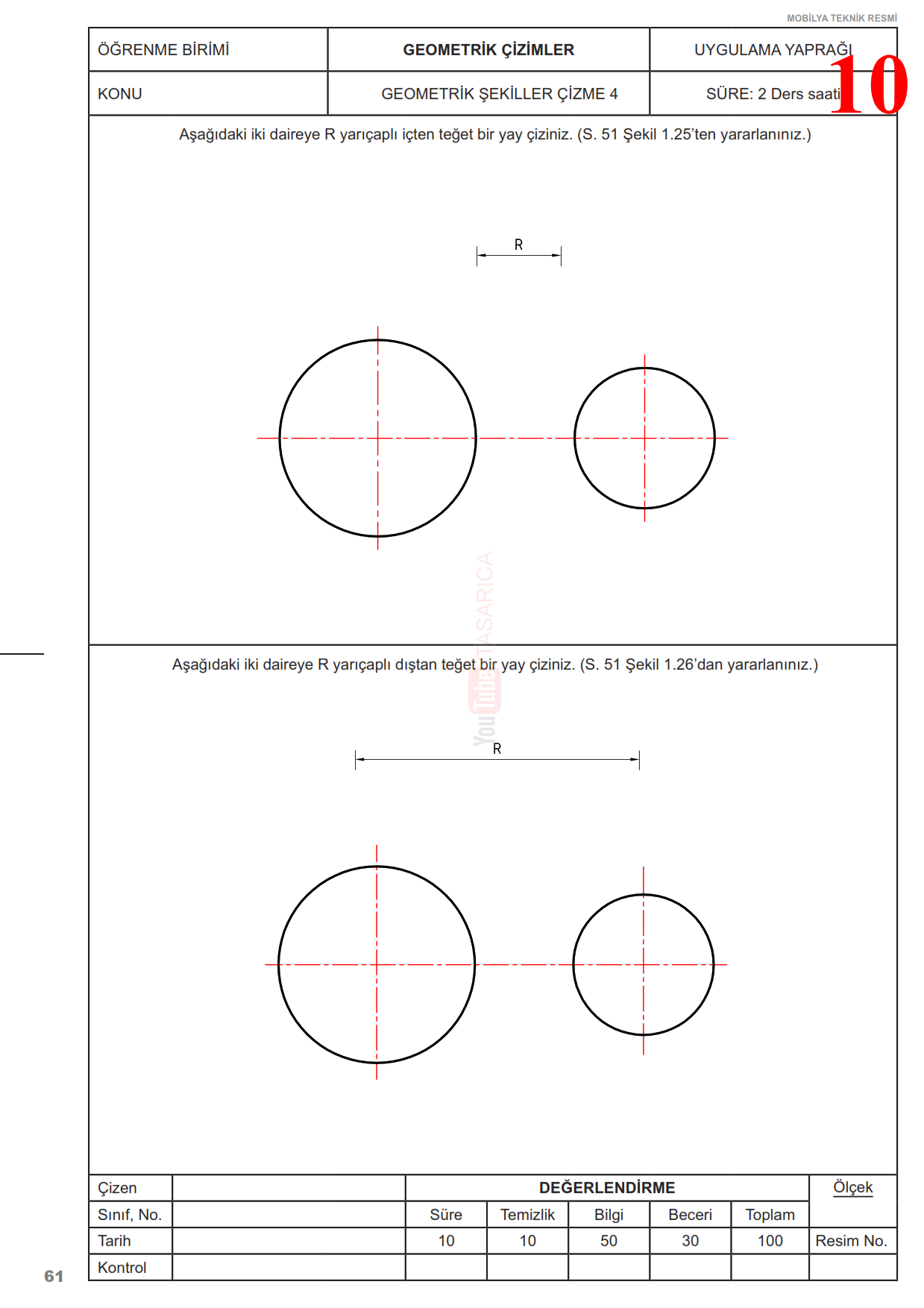 Teknik Resim Geometrik Çizimler Uygulama Yaprakları 10